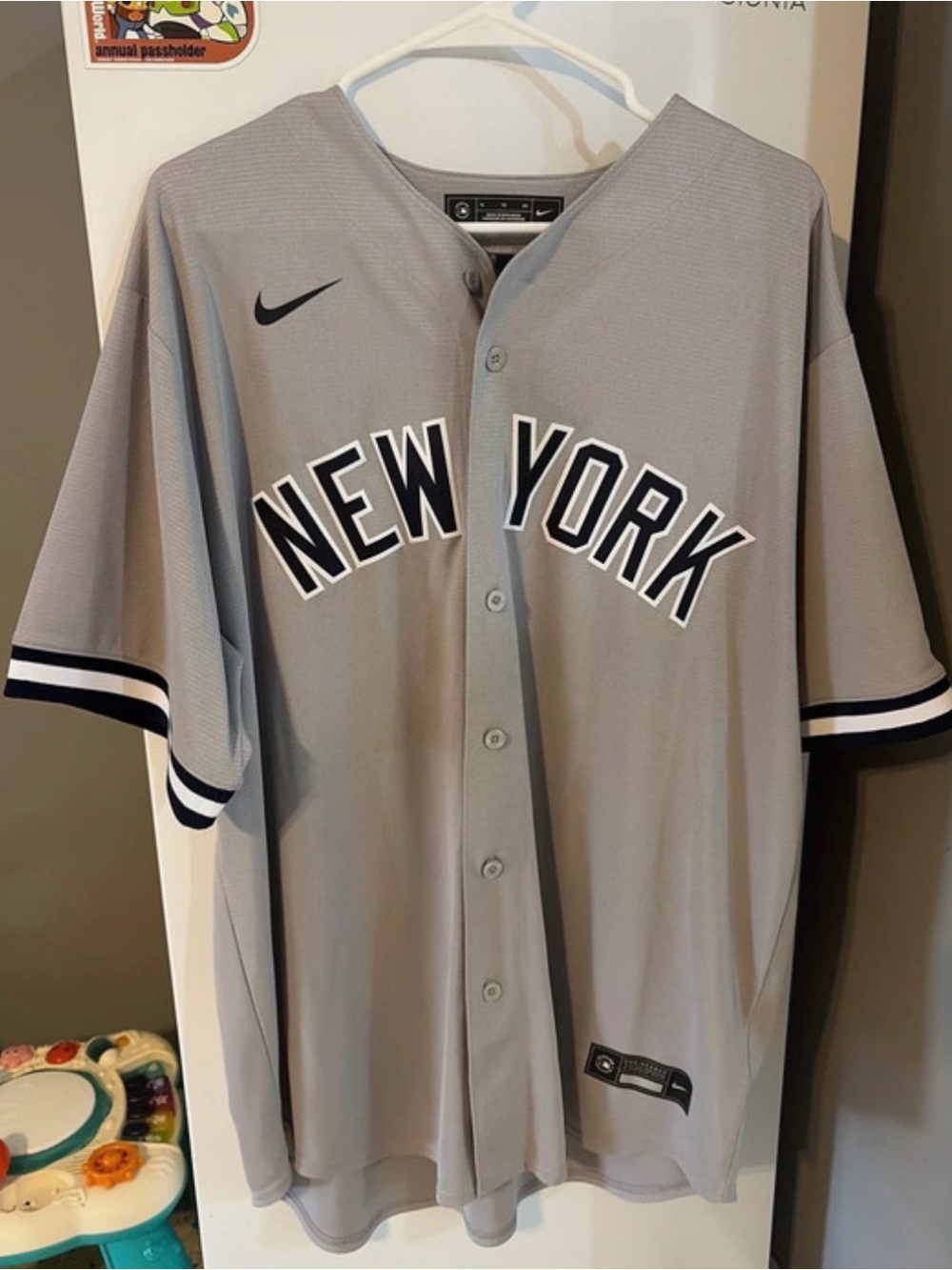 Nike Gray New York Button-Front Baseball Jersey